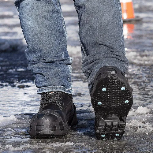Vista 14 de Due North Tacos de hielo industriales multiusos para hombres y mujeres, ayudas de tracción para caminar y trabajar en nievehielo, 16 picos