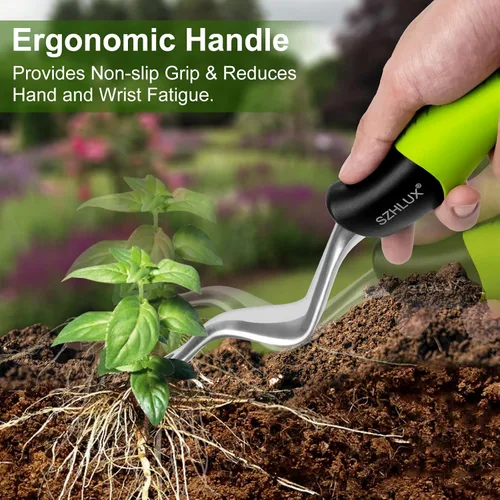 Vista 6 de SZHLUX Herramienta de deshierbe manual, herramienta de extracción de malezas prémium para jardín, herramienta de mano de jardinería con mango Verde