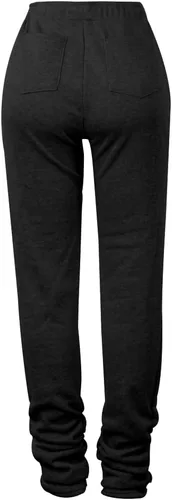 Vista 6 de Pantalones deportivos de forro polar apilados para mujer, con forro de sherpa, gruesos, cálidos, atléticos, atléticos, fruncidos, para descansar
