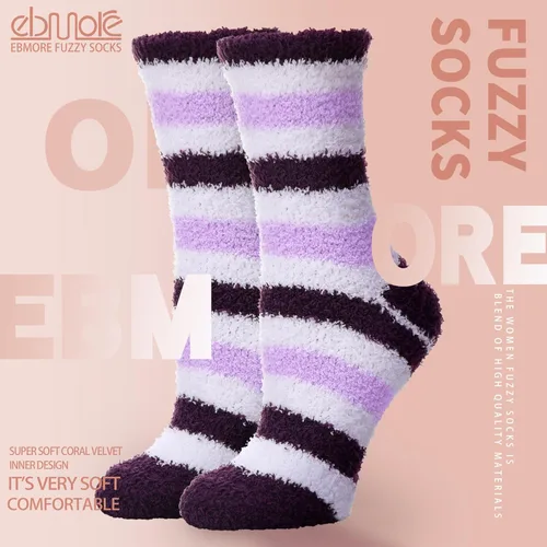 Vista 7 de EBMORE Womens Fuzzy Socks Slipper Fluffy Cozy Comfy Cabin Plush Warm Winter Sleep Home Soft Socks