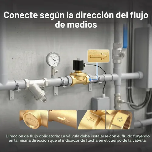 Vista 3 de Baomain Electroválvula eléctrica Puerto 1-1/2" 110 VCA Rosca de actuación directa normalmente cerrada (NC) Compatible con agua oro