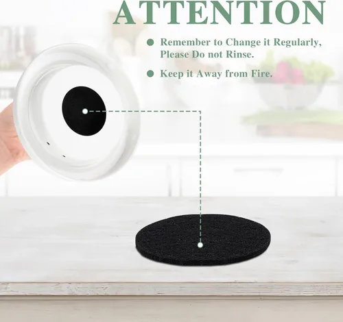 Vista 7 de Vipush Filtros de carbón para cubo de abono de cocina, paquete de 12 filtros de carbón activado para reemplazo de cubos de contenedores de encimera