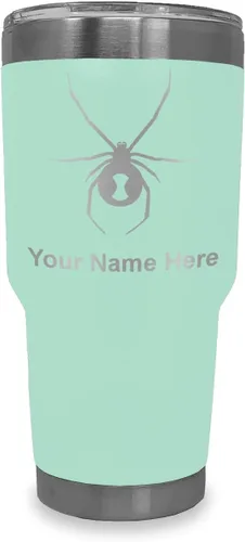 Vista 12 de LaserGram Vaso aislado al vacío de 20 onzas, araña viuda negra, grabado personalizado incluido (negro)