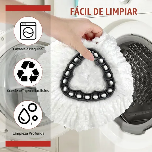 Vista 6 de Paquete de 3 cabezales de repuesto para trapeador, compatible con sistema EasyWring de 1 tanque