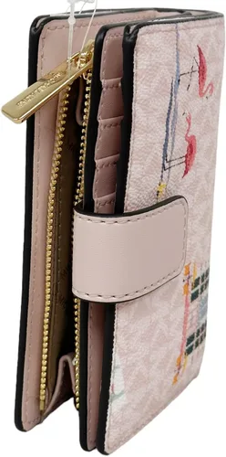 Vista 4 de Michael Kors Jet Set - Cartera plegable compacta mediana con polvo claro, rosa Miami, Rosado, Plegable compacto medio
