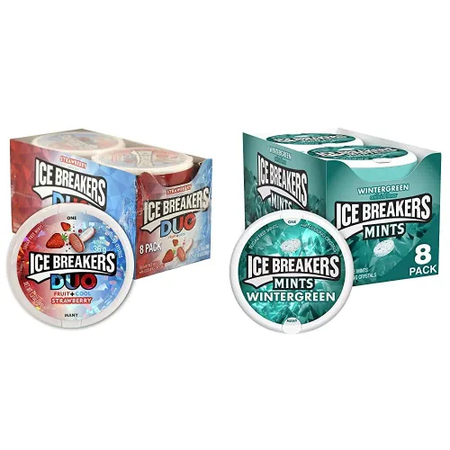 Vista 3 de ICE BREAKERS Menta sin azúcar, gaulteria de 1.5 onzas (paquete de 8) y rompehielos sin azúcar, menta fresca, 1.5 onzas (paquete de 8)