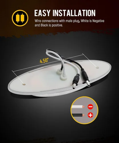 Vista 5 de Partsam 10 luces marcadoras LED de 6.5" [Aprobadas por DOT], Luces de gálibo ovaladas ámbar de 16 LEDs con bisel cromado, Reemplazo de luz Panelite