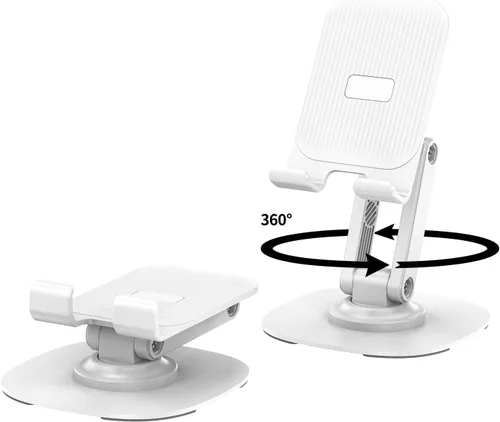 Vista 11 de Soporte giratorio para teléfono móvil de 360°, base de soporte plegable para teléfono de escritorio totalmente ajustable, soporte plegable