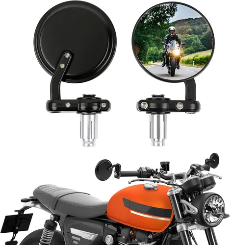 Vista 2 de Espejos retrovisores negros 7/8 22mm universales redondos CNC para motocicleta, para bicicleta de calle, bicicleta deportiva, Cafe Racer