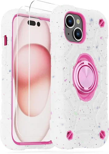 Vista 11 de KCJ Funda para iPhone SE 2022/2020, iPhone 8/7/6/6S, con [2×Protectores de Pantalla][Soporte de Anillo] Silicona Suave+PC Duro Protección Completa