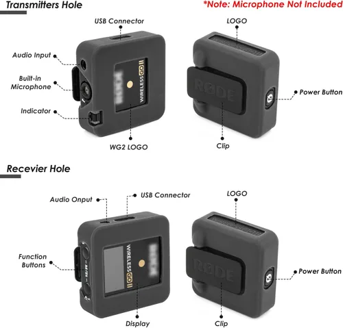 Vista 4 de YOUSHARES Funda de silicona compatible con RODE Wireless Go 2 Accesorios RODE Wireless Go II MIC Funda protectora de silicona (3 unidades, negro)