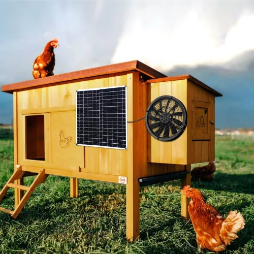 Vista 6 de Ventilador solar, 20 W, resistente a la intemperie, ventilador solar con ventilador de CC para gallineros pequeños, invernaderos, cobertizos, casas