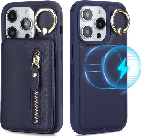 Vista 26 de Havaya Funda MagSafe compatible con iPhone 13 Pro Max con tarjetero - Funda magnética desmontable 2 en 1 - Ranuras para tarjetas de crédito de carga