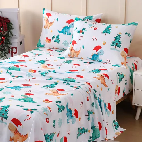 Vista 24 de JSD - Juego de sábanas de 3 piezas para niños, tamaño individual Soft Printed Microfiber Sheet and Pillowcase Set, OEKO-TEX Certified, 16 inch Deep