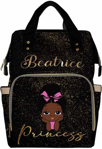Vista 20 de Newcos Bolsa de pañales personalizada con estampado de corona con nombre personalizado de África negra para mujer, bolsa de pañales de viaje casual