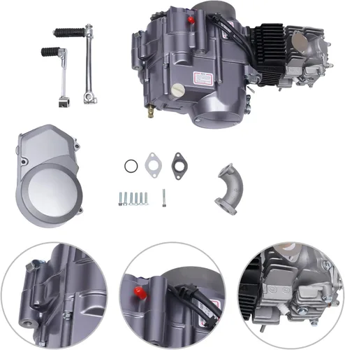 Vista 3 de Kits de Reemplazo de Motor de 4 Tiempos 140CC, Motor Monocilíndrico CDI con Palanca de Arranque a Patada y Palanca de Cambio, Conjunto de Colector