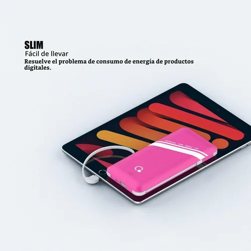 Vista 6 de Cargador portátil Q Slim de 10000 mAh, batería externa de 4 salidas con enchufe de pared de CA integrado, micro USB C, tres cables compatibles
