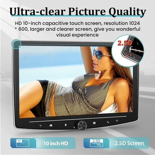 Vista 5 de [2+64G] Estéreo de coche con pantalla táctil de un solo DIN con Apple Carplay inalámbrico y Android Auto - Radio de pantalla táctil Android de 10