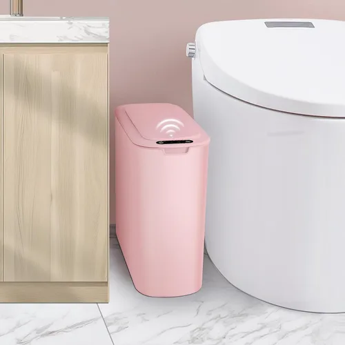 Vista 11 de Cesun Cubo de basura negro con sensor de movimiento automático para baño con tapa, cubo de basura sin contacto de 2.6 galones, cubo de basura