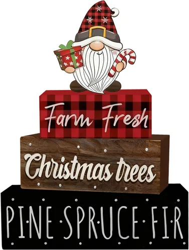 Vista 9 de 4 piezas de decoraciones navideñas para interiores - decoración de mesa de bola de nieve de madera para el hogar - centro de mesa navideño