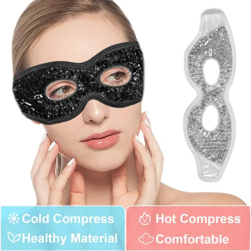 Vista 3 de Mascarilla de gel refrescante con agujeros, 2 paquetes de ojos fríos para ojos hinchados e hinchazón, paquete de gel de calor reutilizable