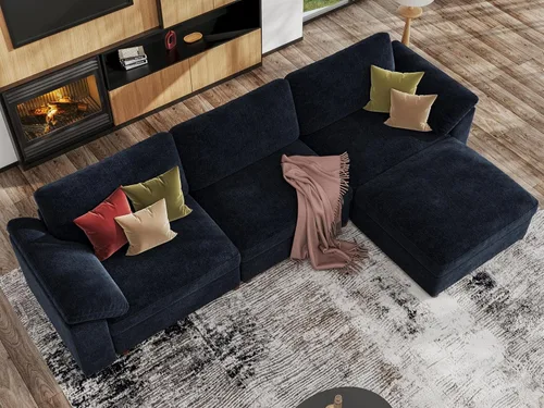 Vista 81 de EASE MOOSE Sofá modular verde seccional de gran tamaño en forma de L Pana verde