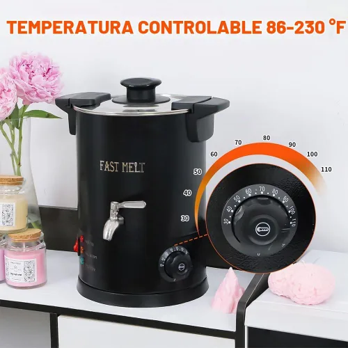 Vista 5 de FAST MELT Derretidor de cera de 5 litros para hacer velas, olla eléctrica de cera con boquilla fácil de verter y control de temperatura