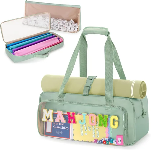 Vista 10 de Yarwo 3 PCS Mahjong Bag for Tiles & Racks, Empty American Mahjong Game Tote Purple