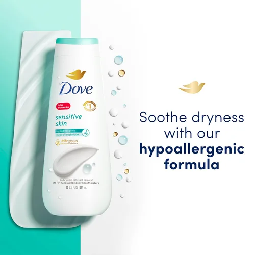 Vista 7 de Dove Champú y acondicionador para la caspa 2 en 1, alivio calmante DermaCare con piritiona zinc + gel de baño para pieles sensibles, lo mejor