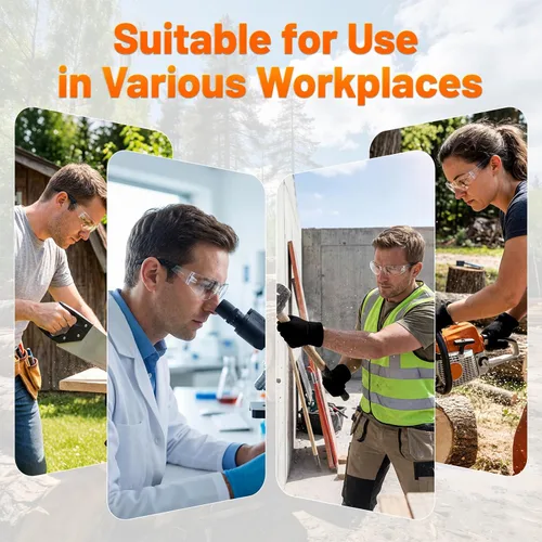 Vista 7 de Gafas de seguridad transparentes a granel de 100, lentes resistentes a impactos ANSI Z87.1, protección ocular para laboratorio, construcción