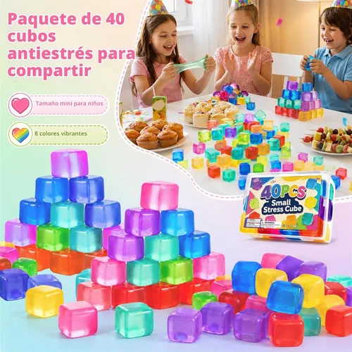 Vista 2 de Paquete de 40 mini cubos de estrés para niños: 1.18 pulgadas, juguetes