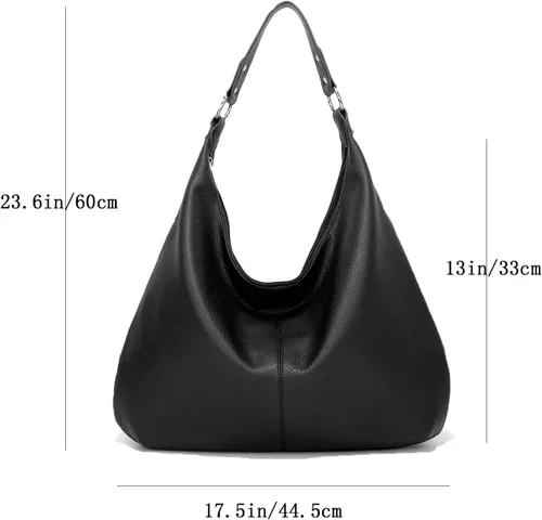 Vista 2 de Bolso Hobo para mujer, de piel sintética, suave, holgado, con cremallera