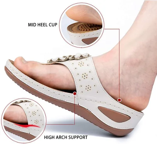 Vista 3 de Ecetana - Sandalias cómodas tipo chanclas para mujer, sandalias de cuña informales para verano