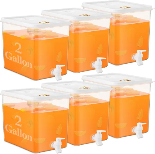 Vista 12 de Domensi 1 paquete dispensador de bebidas de 2 galones para refrigerador con grifo dispensador de agua tapas a prueba de fugas pantalla de filtro