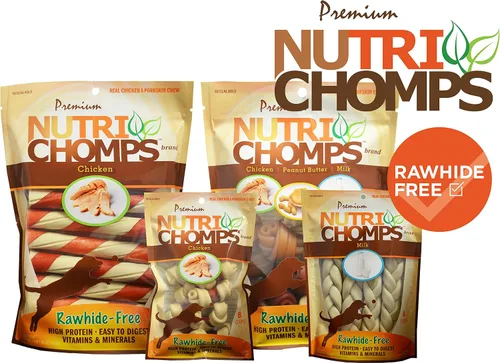 Vista 3 de Nutri Chomps Masticables para perros, sabor a pollo real - Giros y trenzas