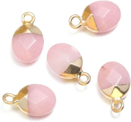 Vista 5 de 10 dijes de ágata de piedra natural, forma oblata de ágata facetada, dijes de cuarzo para bricolaje para hacer collares o joyas