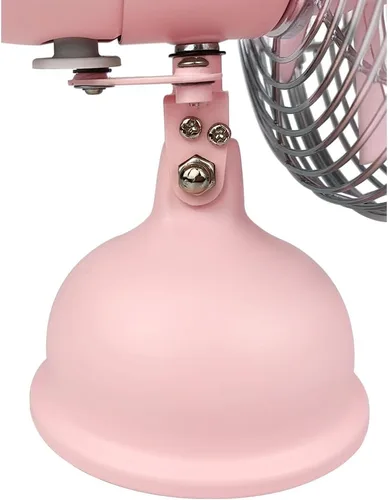 Vista 4 de Good Housekeeping 92516 Ventilador personal oscilante USB de 5" retro, todo de metal, color rosa