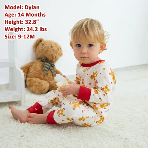 Vista 5 de Zanie Kids Mameluco de manga larga para bebé, niña, niño, traje de primera pieza, traje de primer cumpleaños, primavera, otoño e invierno Chritmas