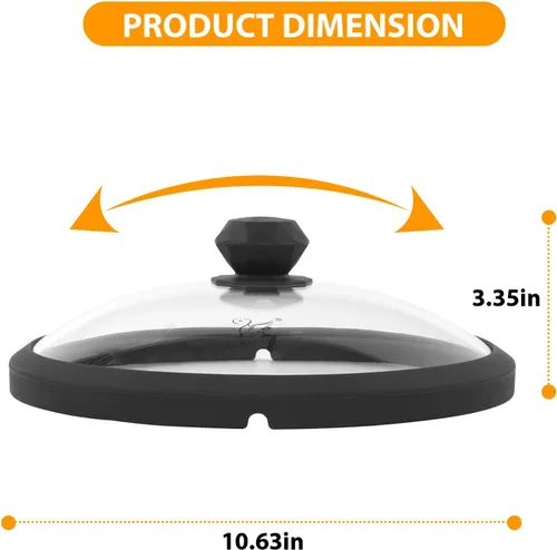 Vista 5 de Tapa de microondas de vidrio con protección contra salpicaduras con mangos de silicona anti-quemaduras y borde ventilado para cubrir ollas y platos