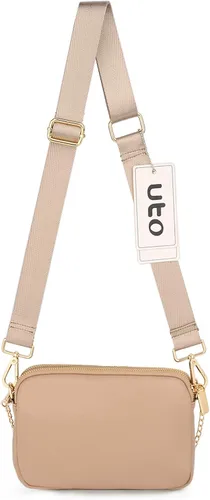 Vista 5 de UTO Pequeñas bolsas cruzadas para mujer, 3 en 1, diseño de moda, mini cangurera con correa