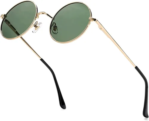 Vista 16 de Gafas de sol polarizadas redondas pequeñas para mujeres y hombres, gafas de negro/gris