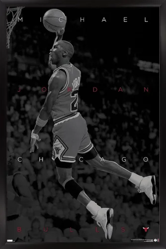 Vista 8 de Trends International Michael Jordan - Póster de pared en blanco y negro, 14.725 x 22.375 pulgadas, versión enmarcada de madera de granero