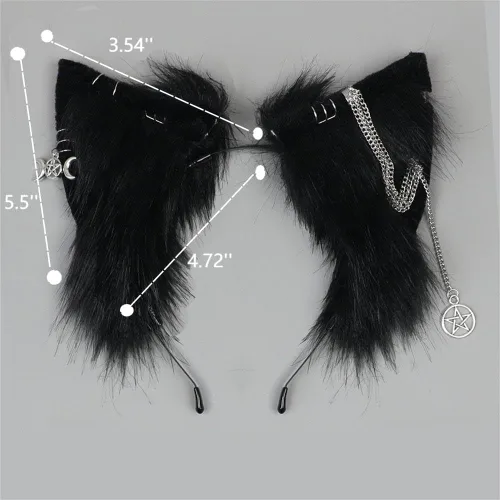 Vista 2 de VIGVAN Diademas de animales Cosplay orejas Fox Punk Cross 3c negro