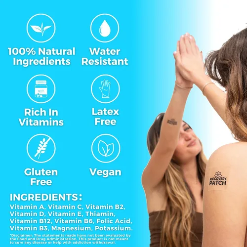 Vista 8 de Party Treats Paquete de 28 parches de recuperación – Despiértate renovado y energizado con nuestro parche de ingredientes 100% naturales – Envueltos