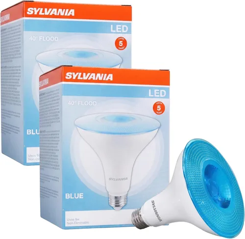 Vista 7 de Sylvania LED Flood PAR38 - Bombilla azul eficiente, 9 W, no regulable, 5 años, base mediana E26, 1 paquete (40830)