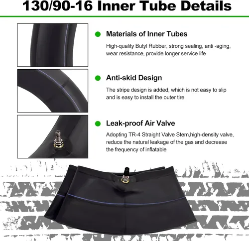 Vista 3 de 130/90-16 Tubo interior 5.00/5.10-16 Tubo de equilibrio de motocicleta resistente para scooter, motocicleta, aplicaciones callejeras y todoterreno