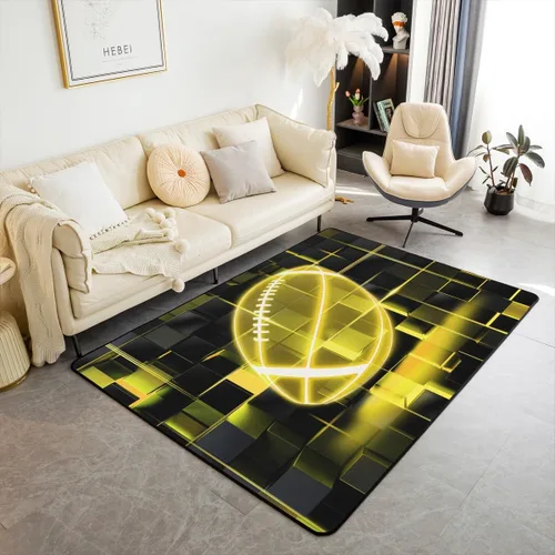 Vista 13 de Erosebridal Tapete de fútbol para interiores de 3 x 5 pulgadas, alfombra de fútbol neón para niños, adolescentes, hombres, brillantes, geométricas