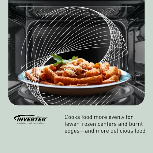 Vista 8 de Panasonic Horno microondas para encimera, 1.2 pies cúbicos, 1250W, tecnología inversora con sensor Genius, acero inoxidable - NN-SN67QS