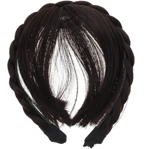Vista 11 de Extensiones de cabello sintético con flecos, para mujeres y niñas (negro)
