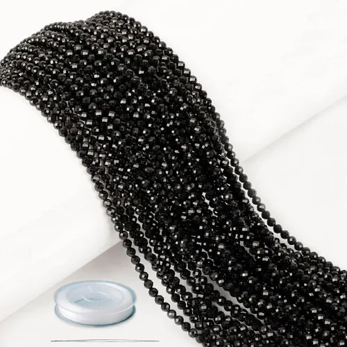 Vista 17 de AD Beads Cuentas naturales de piedras preciosas con corte de diamante micro facetado de 4 mm pequeñas y redondas para hacer collares y pulseras DIY